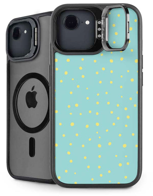 Teal and Yellow Polka Dots iPhone 16e Kickstand Case