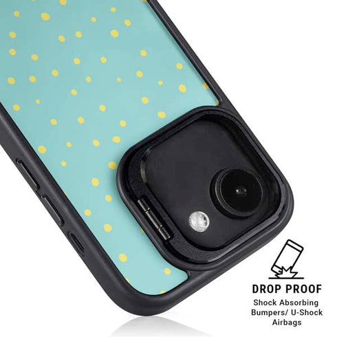 Teal and Yellow Polka Dots iPhone 16e Kickstand Case