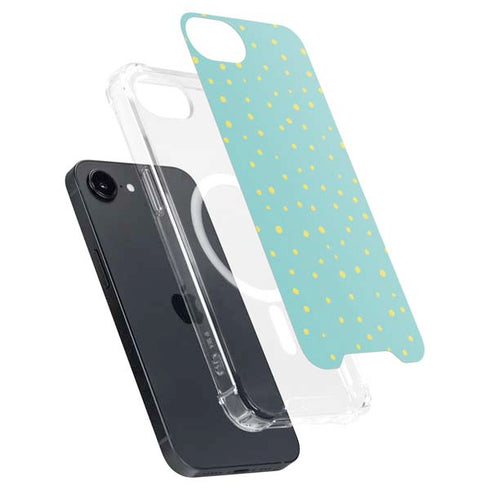 Teal and Yellow Polka Dots iPhone 16e MagSafe Case