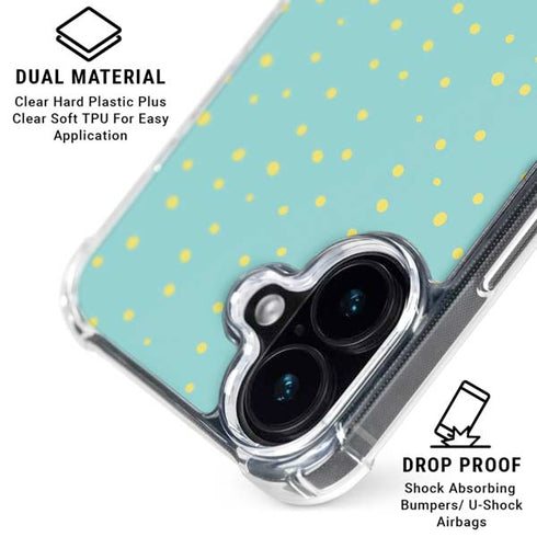 Teal and Yellow Polka Dots iPhone 17 Clear Case