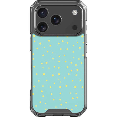 Teal and Yellow Polka Dots iPhone 18 Pro Clear Case
