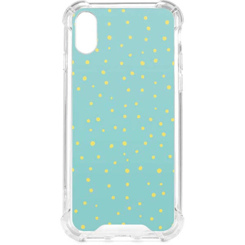 Teal and Yellow Polka Dots iPhone XS Clear Case