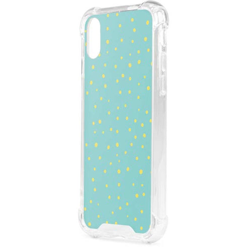 Teal and Yellow Polka Dots iPhone XS Clear Case