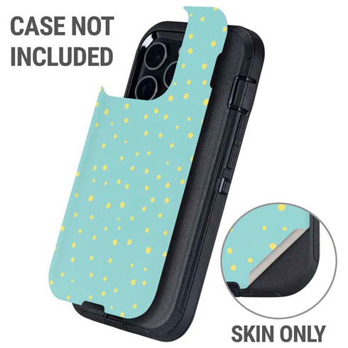 Teal and Yellow Polka Dots Otterbox Defender iPhone Skin