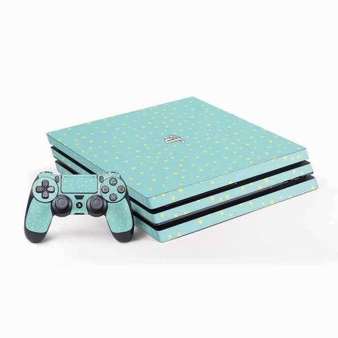 Teal and Yellow Polka Dots PlayStation PS4 Skins