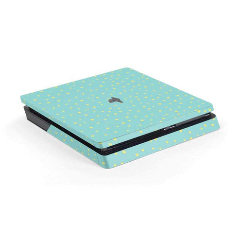 Teal and Yellow Polka Dots PlayStation PS4 Skins