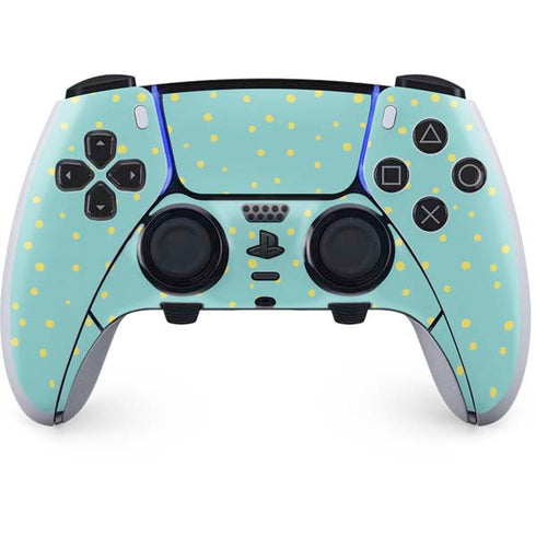 Teal and Yellow Polka Dots PS5 DualSense Edge Pro Controller Skin