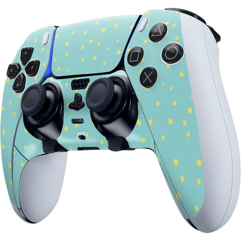 Teal and Yellow Polka Dots PS5 DualSense Edge Pro Controller Skin