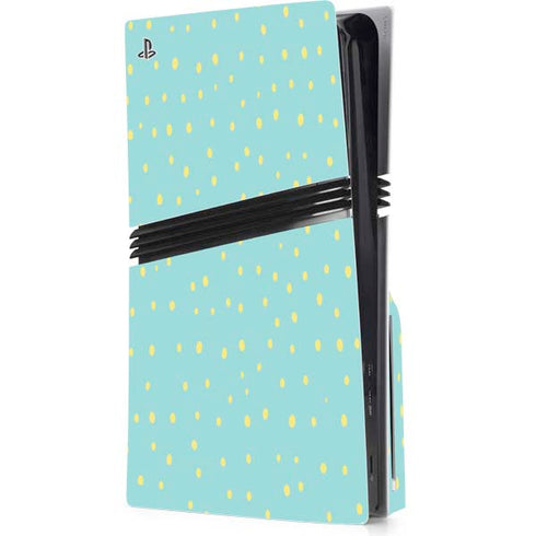 Teal and Yellow Polka Dots PS5 Pro Disk Console Skin