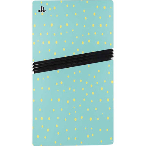 Teal and Yellow Polka Dots PS5 Pro Disk Console Skin
