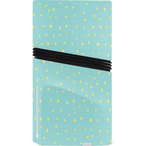 Teal and Yellow Polka Dots PS5 Pro Disk Console Skin
