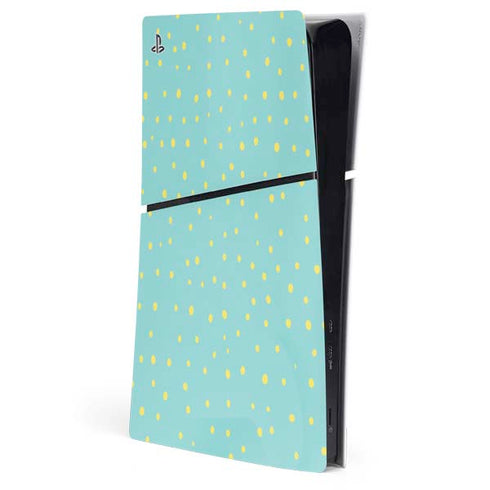 Teal and Yellow Polka Dots PS5 Slim Digital Edition Console Skin