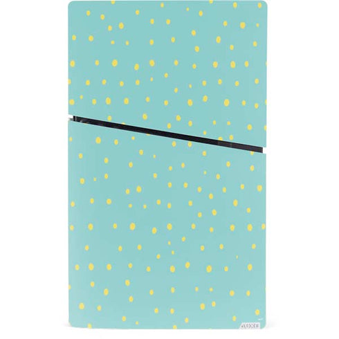 Teal and Yellow Polka Dots PS5 Slim Digital Edition Console Skin