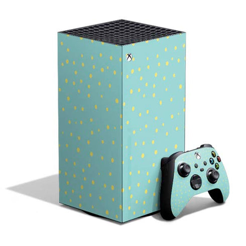 Teal and Yellow Polka Dots XBox Series X Digital Edition Bundle Skin