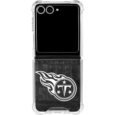 NFL Tennessee Titans Black & White Galaxy Z Flip7 Clear Case