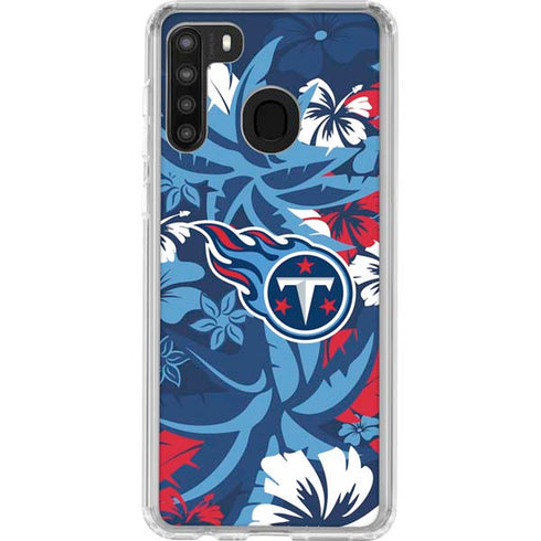 NFL Tennessee Titans Tropical Print Galaxy A21 Clear Case