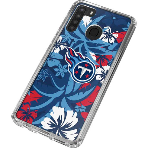 NFL Tennessee Titans Tropical Print Galaxy A21 Clear Case