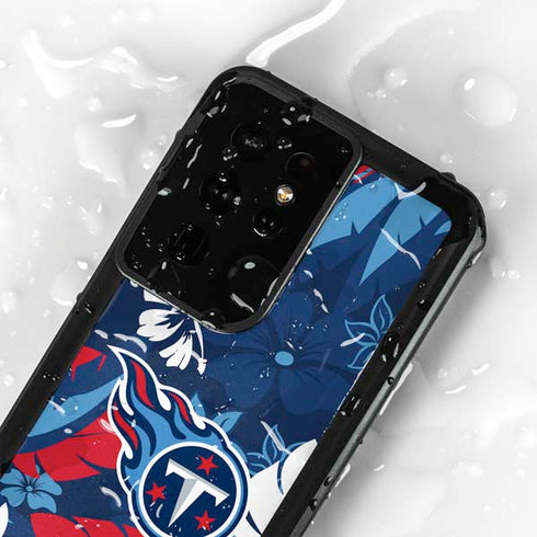 NFL Tennessee Titans Tropical Print Galaxy S24 Ultra Waterproof Case