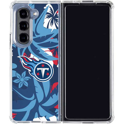 NFL Tennessee Titans Tropical Print Galaxy Z Fold5 5G Clear Case