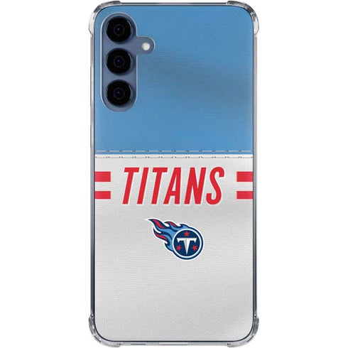NFL Tennessee Titans White Striped Galaxy A35 5G Clear Case