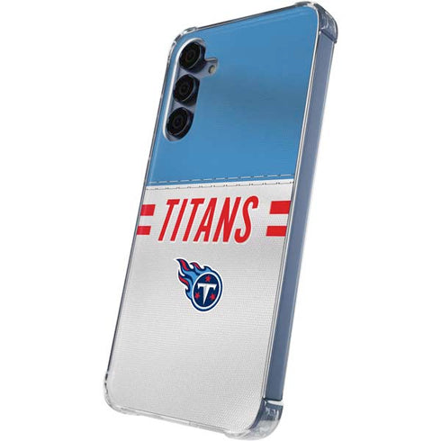 NFL Tennessee Titans White Striped Galaxy A55 5G Clear Case