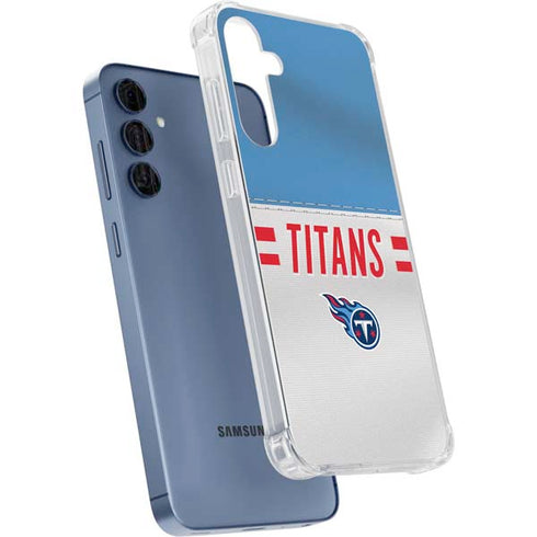 NFL Tennessee Titans White Striped Galaxy A55 5G Clear Case
