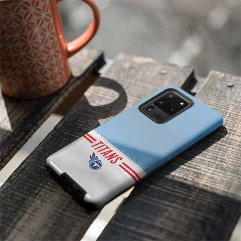 NFL Tennessee Titans White Striped Galaxy S20 Ultra 5G Pro Case