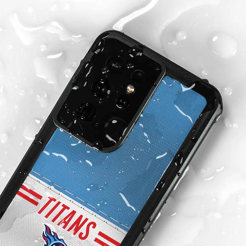 NFL Tennessee Titans White Striped Galaxy S24 Ultra Waterproof Case