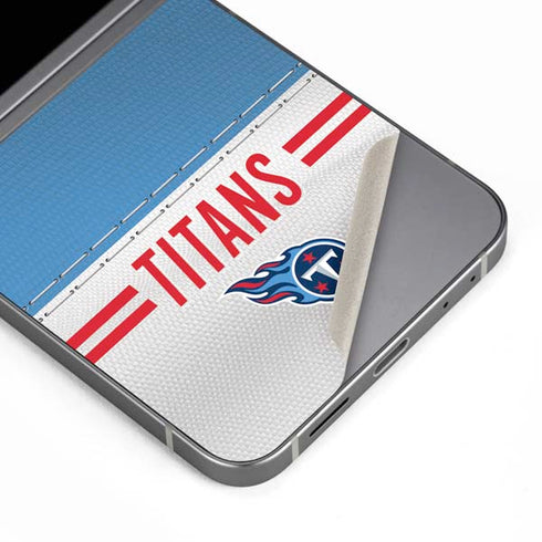 NFL Tennessee Titans White Striped Galaxy Z Flip6 Skin
