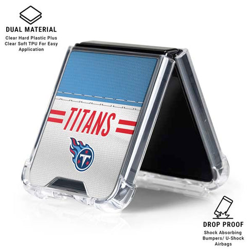 NFL Tennessee Titans White Striped Galaxy Z Flip6 Clear Case