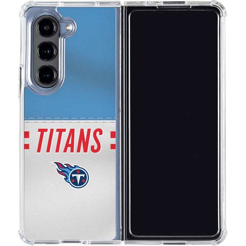 NFL Tennessee Titans White Striped Galaxy Z Fold5 5G Clear Case