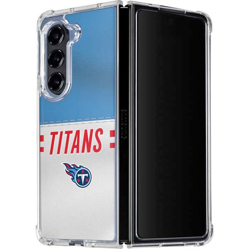 NFL Tennessee Titans White Striped Galaxy Z Fold5 5G Clear Case