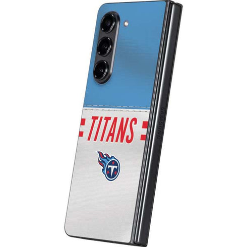 NFL Tennessee Titans White Striped Galaxy Z Fold5 5G Skin