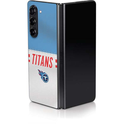 NFL Tennessee Titans White Striped Galaxy Z Fold5 5G Skin