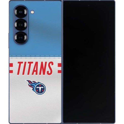NFL Tennessee Titans White Striped Galaxy Z Fold6 Skin