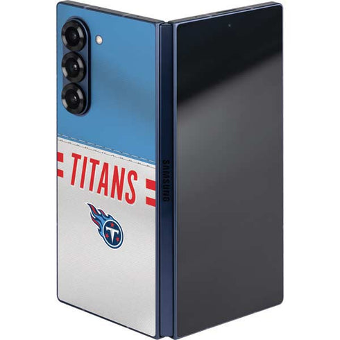 NFL Tennessee Titans White Striped Galaxy Z Fold6 Skin