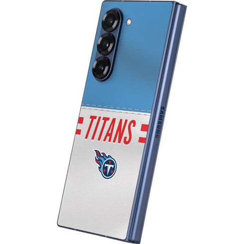 NFL Tennessee Titans White Striped Galaxy Z Fold6 Skin