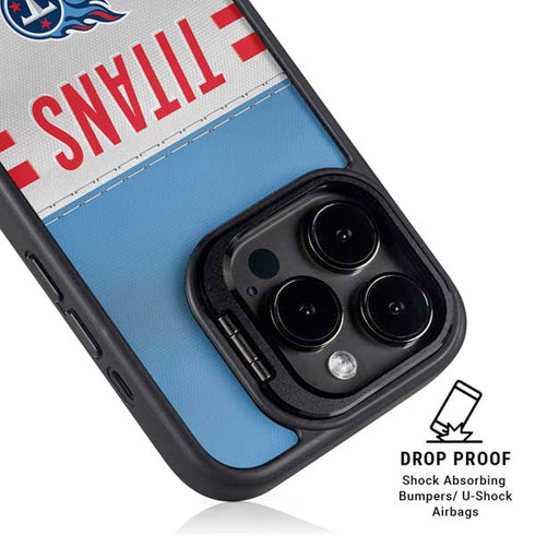 NFL Tennessee Titans White Striped iPhone 15 Pro Kickstand Case