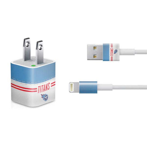 NFL Tennessee Titans White Striped iPhone Charger (5W USB) Skin