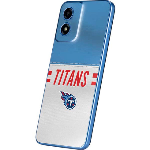 NFL Tennessee Titans White Striped Moto G Play 4G (2024) Skin