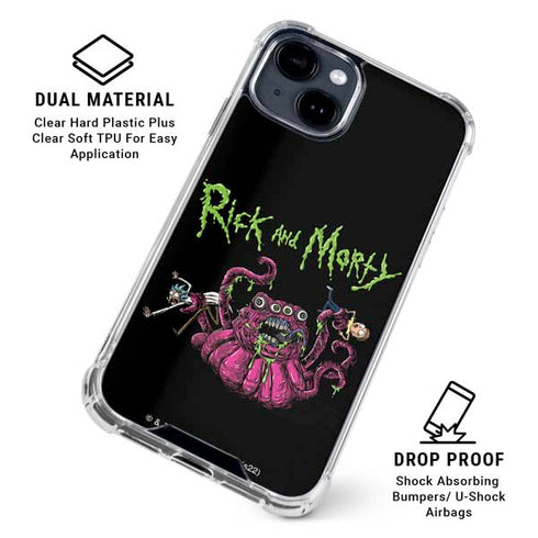 Adult Swim Rick and Morty Tentacle Attack iPhone 15 Clear Case