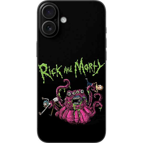 Adult Swim Rick and Morty Tentacle Attack iPhone 16 Plus Skin