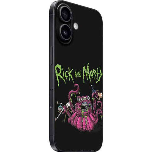 Adult Swim Rick and Morty Tentacle Attack iPhone 16 Plus Skin