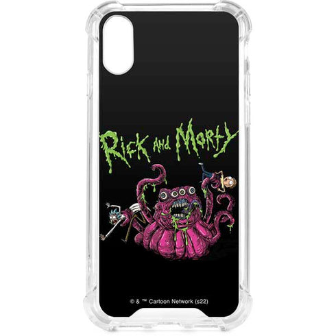 Adult Swim Rick and Morty Tentacle Attack iPhone XS Clear Case