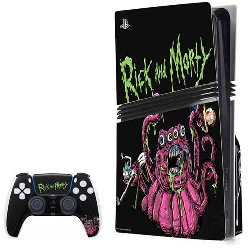 Adult Swim Rick and Morty Tentacle Attack PS5 Pro Disk Bundle Skin