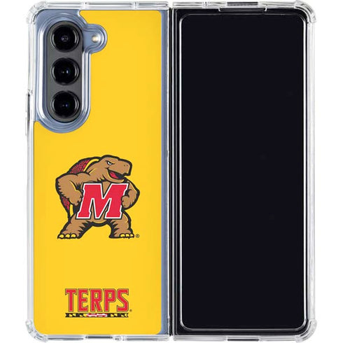 University of Maryland Terps Yellow Galaxy Z Fold5 5G Clear Case