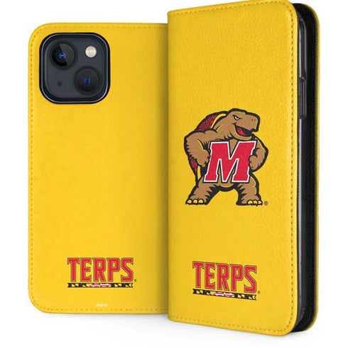 University of Maryland Terps Yellow iPhone 15 Plus Folio Case