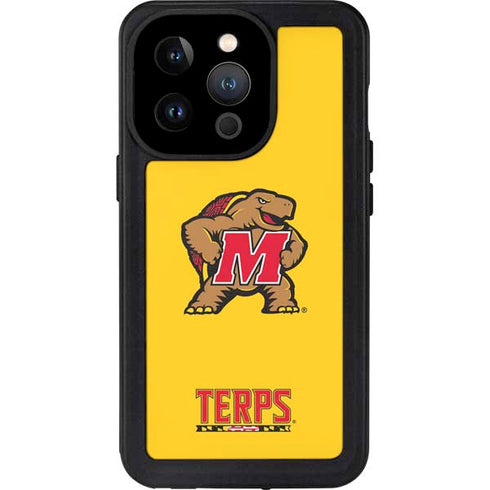 University of Maryland Terps Yellow iPhone 15 Pro Waterproof Case