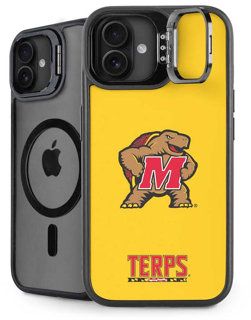 University of Maryland Terps Yellow iPhone 16 Plus Kickstand Case