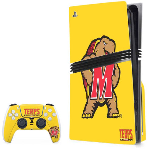University of Maryland Terps Yellow PS5 Pro Disk Bundle Skin
